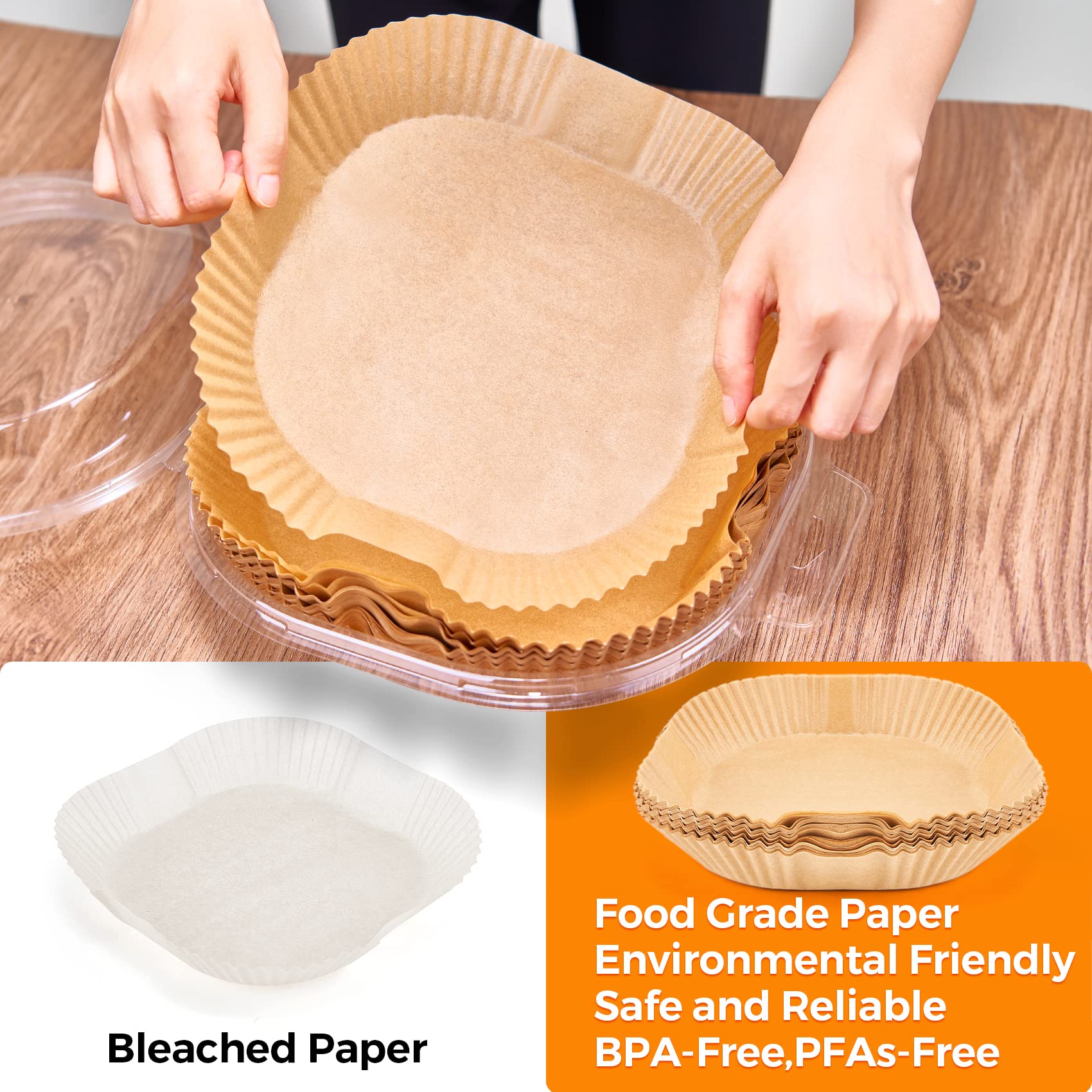 Forros de papel desechables para freidora de aire: 100 piezas de papel de pergamino antiadherente para freidora de aire, papel de hornear de grado alimenticio para hornear asar microondas (cuadrado de