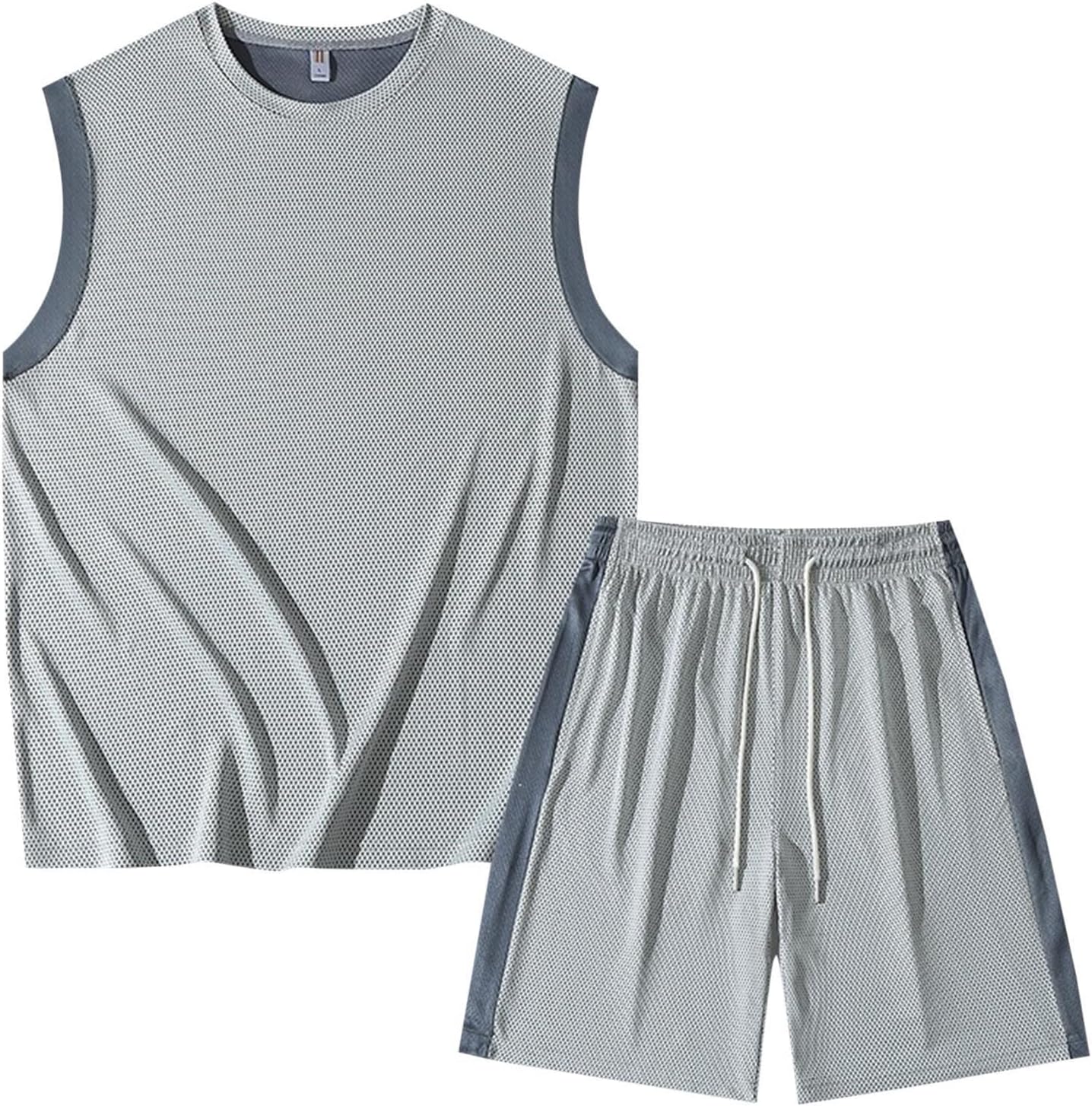 Cambkatl Athletic 2 Piece Outfits for Men Loose Shorts Set Sleeveless Pullover Workout Casual Matching Sets with Pockets