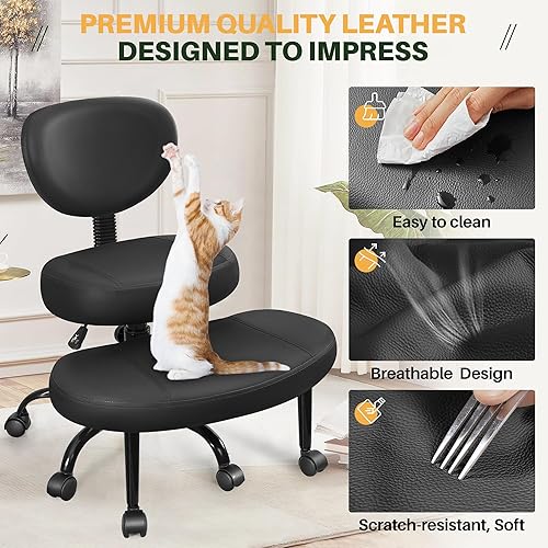 Miniatura 7 de Primy Silla de oficina Criss Cross  Silla de piernas cruzadas para TDAH con ruedas  Silla de escritorio ergonómicas de altura ajustable para