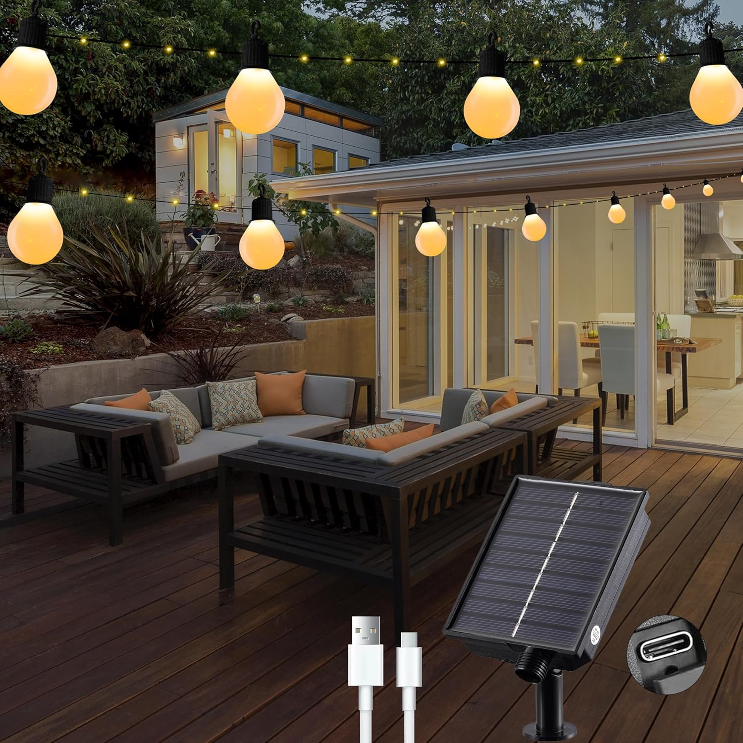 Solar String Lights Outdoor with Remote Waterproof...