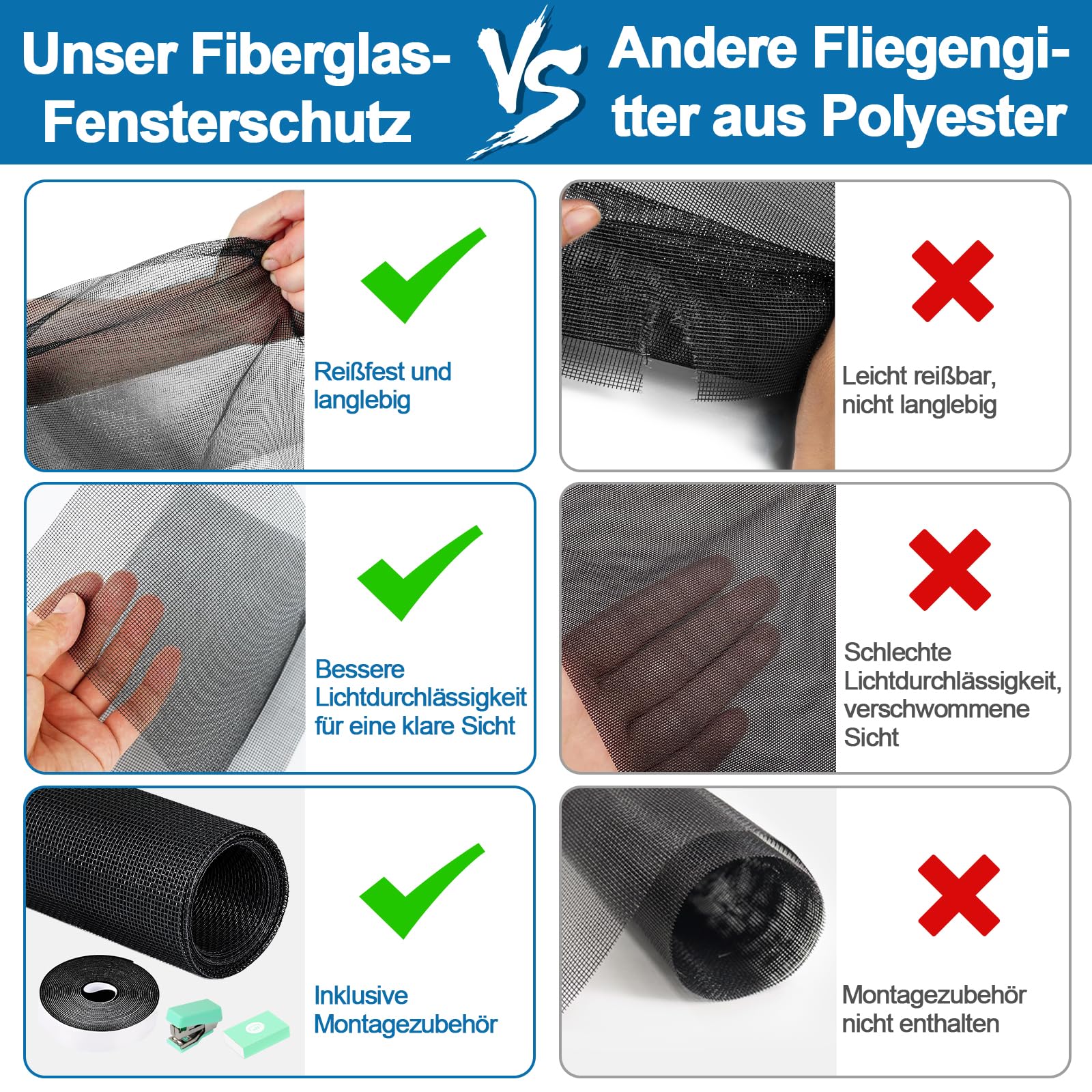 2 Stk Fliegengitter Fenster, 130x150cm Moskitonetz Fenster Katzensicher Ohne Bohren, Mückennetz Fensternetz Insektenschutz Fiberglas, Fliegennetz Insektengitter Klettband Zuschneidbar (Schwarz)