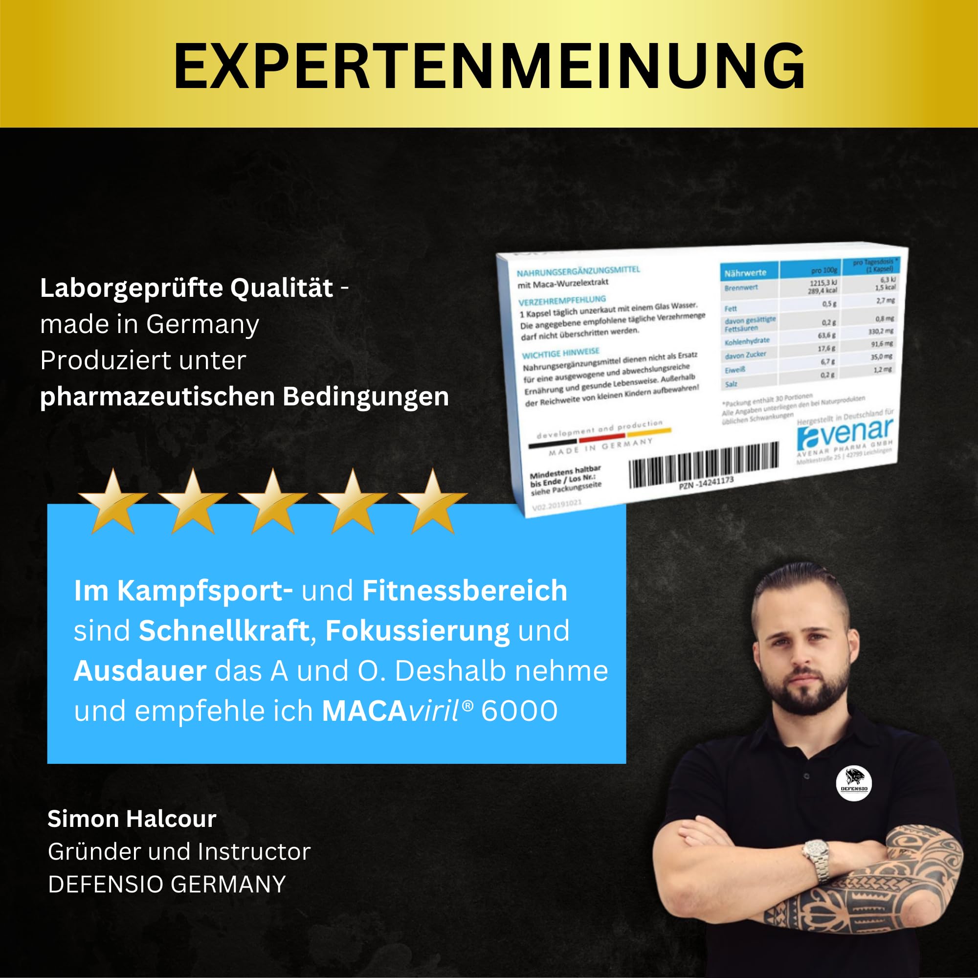 MACA Kapseln hochdosiert | Aus der Apotheke | Für den Mann | Das Original MACA aus Peru | 6000 mg pro Tag | Monatsversorgung für die Männer 30 Kapseln | Vegan | Made in Germany