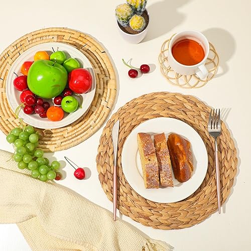 Vista 25 de Glenmal Juego de 13 cestas de pared bohemias tejidas de ratán hechas a mano, de mimbre de bambú, para colgar en la pared, para dormitorio, sala