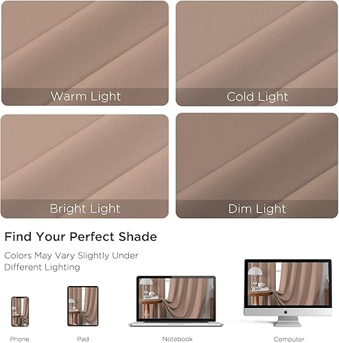 Miniatura 4 de CUCRAF Juego de 2 paneles de cortinas opacas de 54 pulgadas de largo, con bolsillo para cortinero, cortinas de oscurecimiento de habitación para