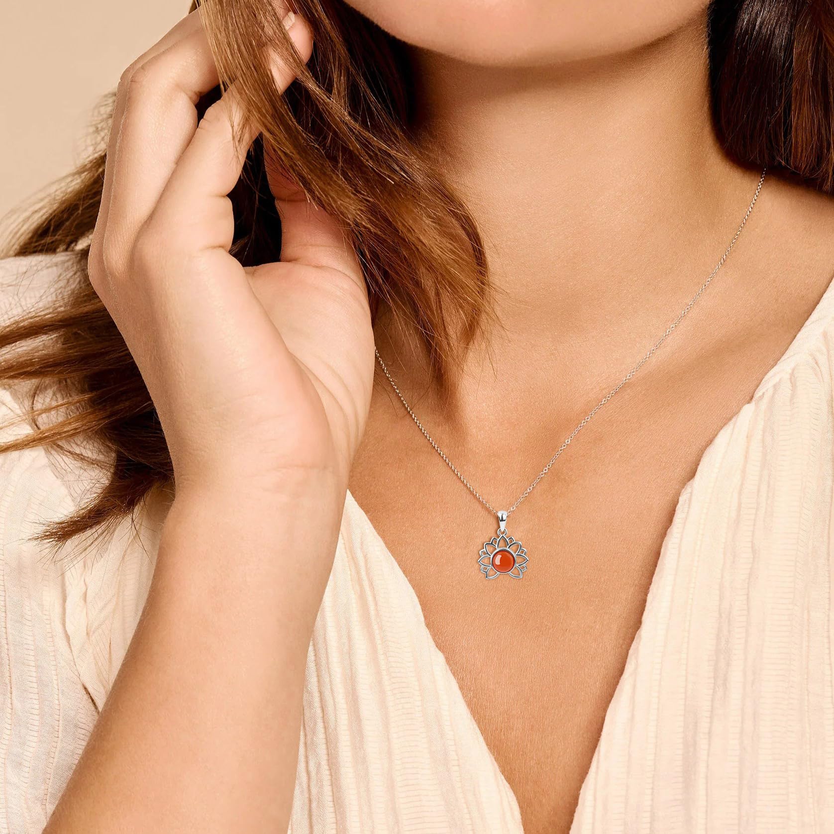 COAI Collier Argent 925 Pendentif Fleur de Lotus Femme