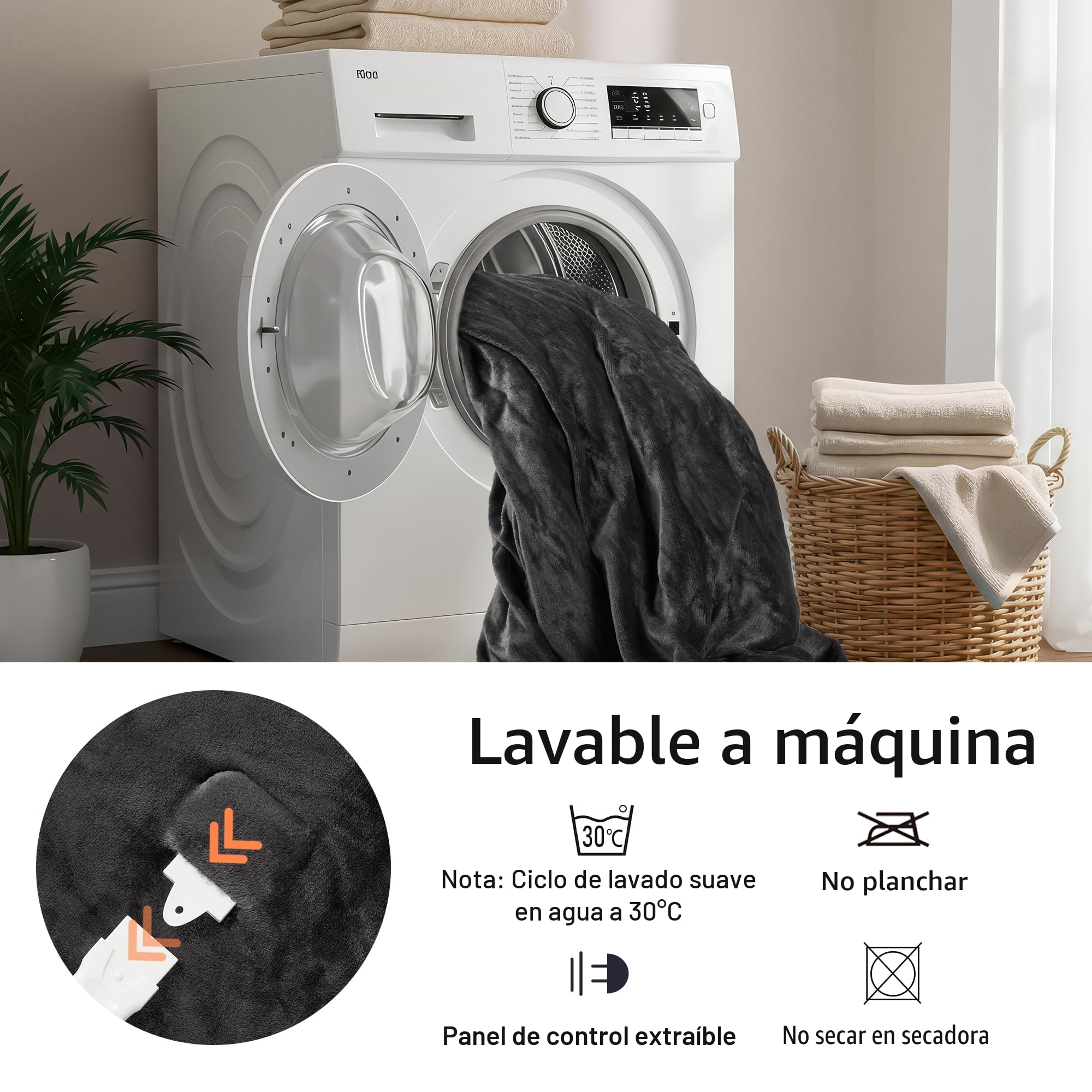Manta Eléctrica Grande de Franela Doble Cara 150x200 cm - Calefacción Rápida, 4 Niveles de Calor, Apagado Automático de Seguridad (10h), Envoltura Cómoda para Cama y Sofá - Regalo de Invierno