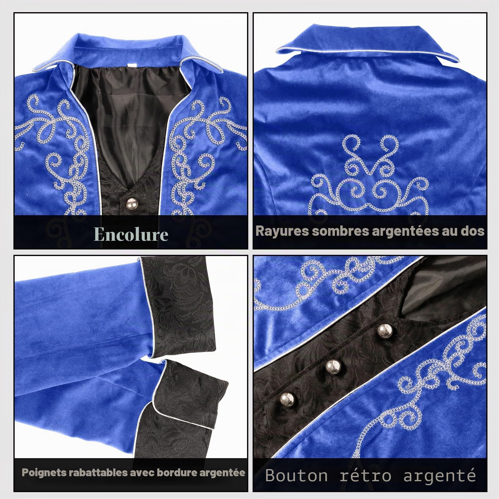 Veste gothique Steampunk vintage pour homme avec queue-de-morue,Médiéval Veste Victorienne Manteau Gothique Renaissance d'Halloween pour cosplay