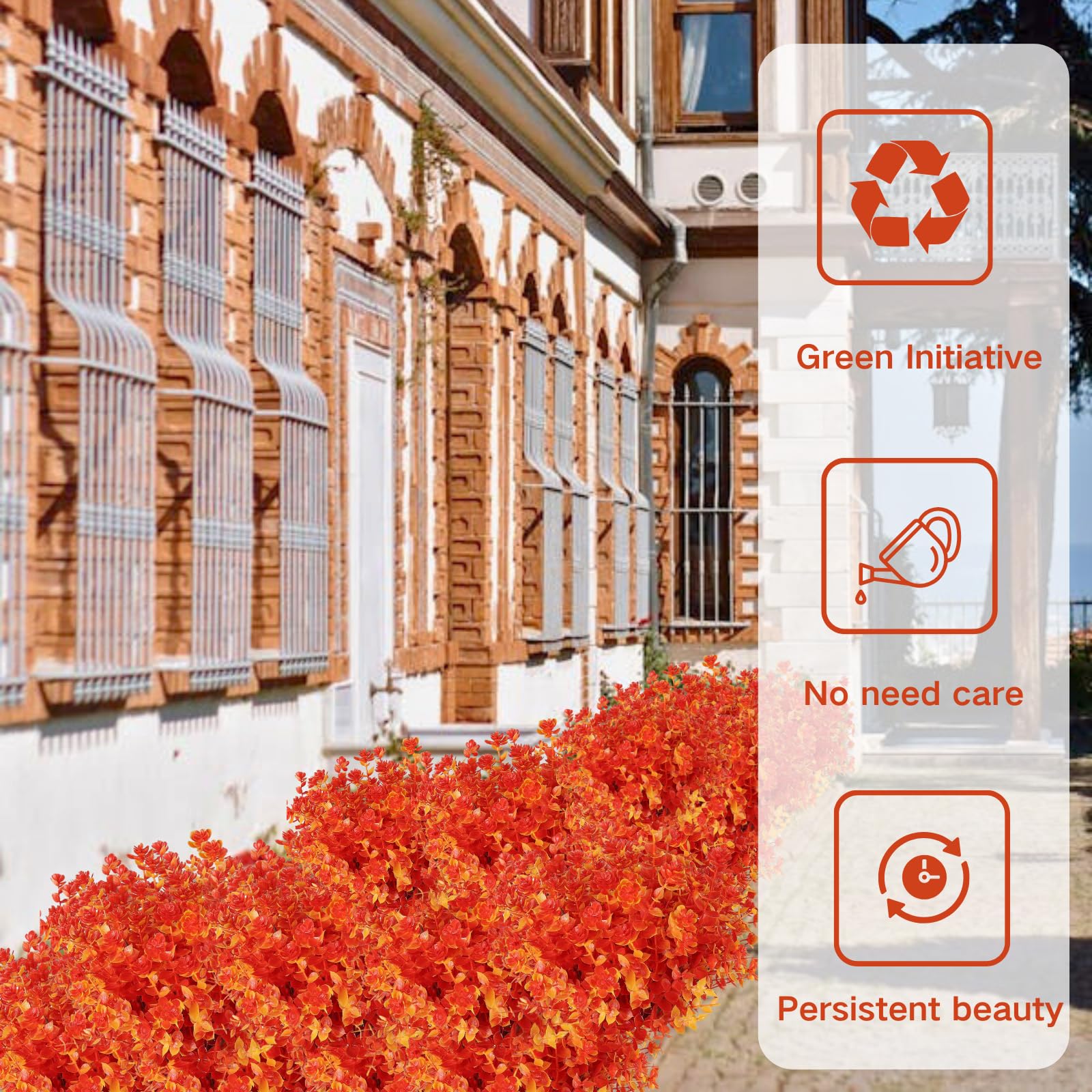 12 Fiori Artificiali Autunnali Per Esterni: Mazzo Di Margherite, Eucalipto E Felci, UV Resistant, Arancioni, Per Vasi E Portico