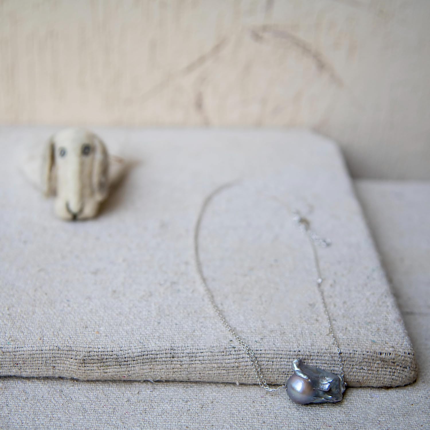 DeKulture Handmade Natural Mabe Pearl Silver Plated Double Brass Chain Necklace Jewelry For Women Gift