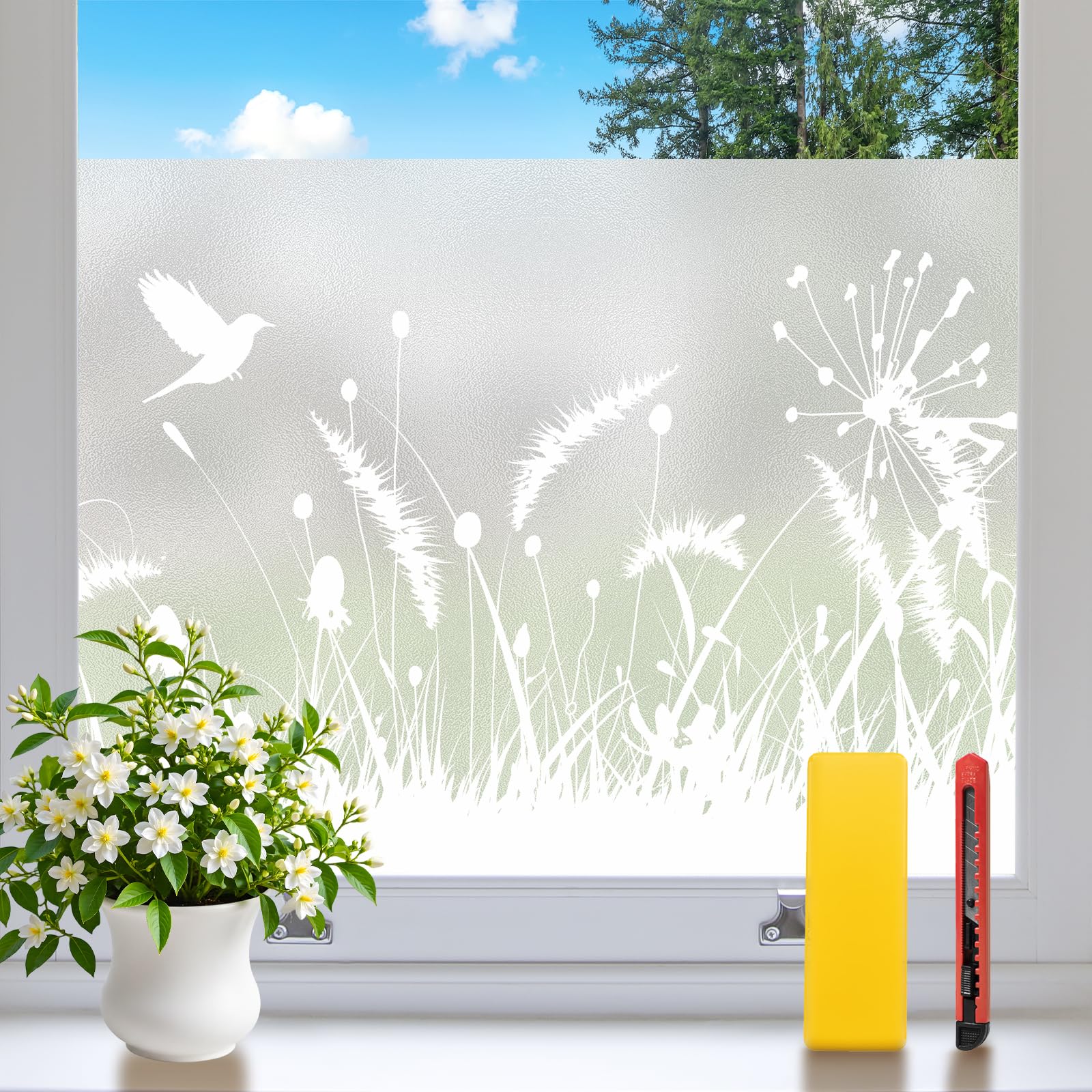 Niviy Fensterfolie Blickdicht Fuchsschwanzgras