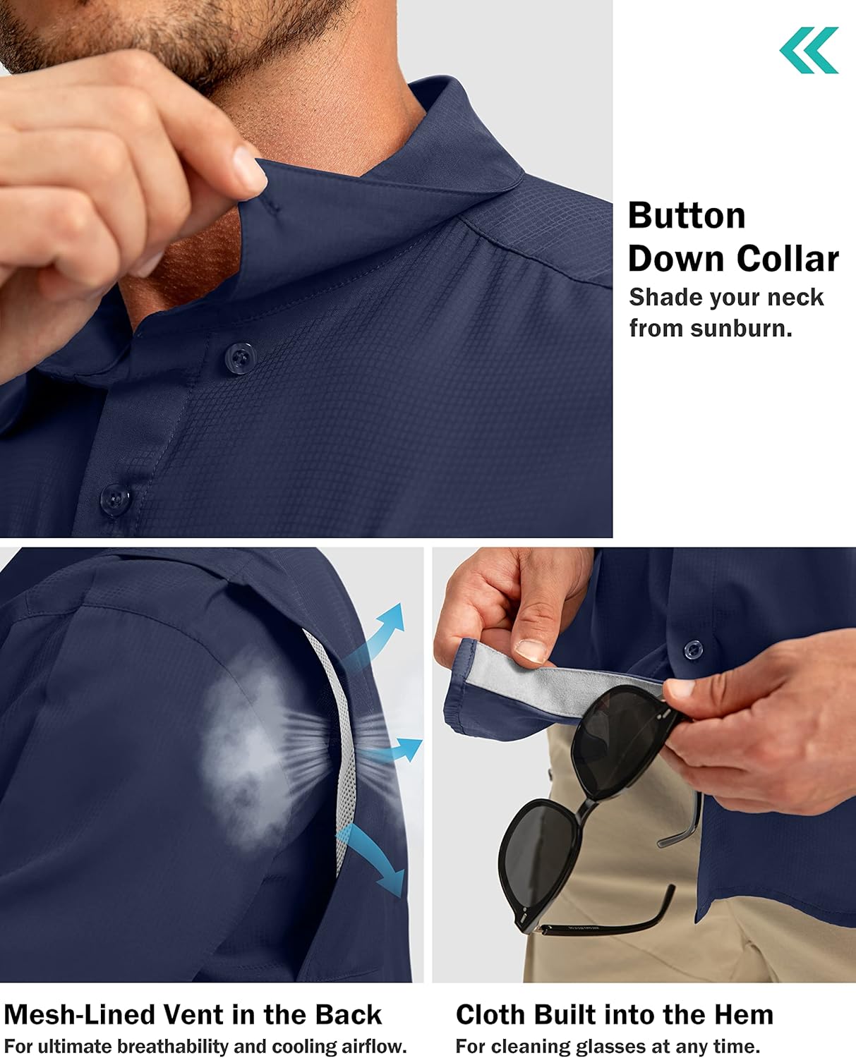 Men's Fishing Shirts with Zipper Pockets UPF 50+ Lightweight Cool Short Sleeve Button Down Shirts for Men Casual Hiking - Image 5
