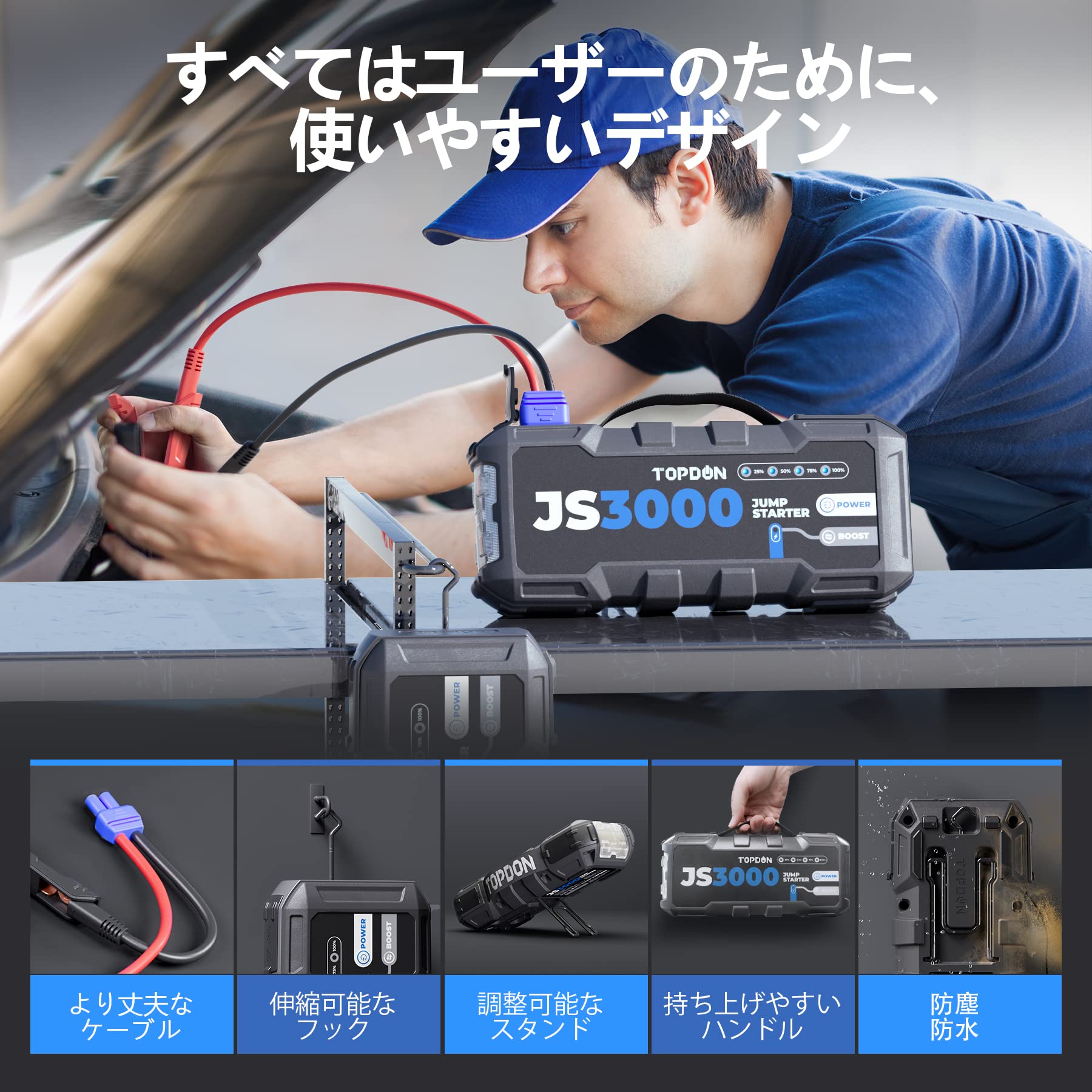 Amazon | TOPDON ジャンプスターター 12V 大容量 バッテリー