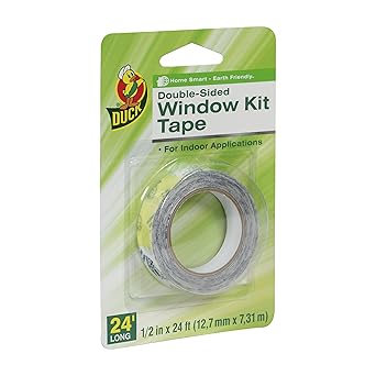 Duck Brand 281075 Double-Sided Indoor Replacement Tape for Window Kits, 0.5-Inch by 24-Feet, Single Roll