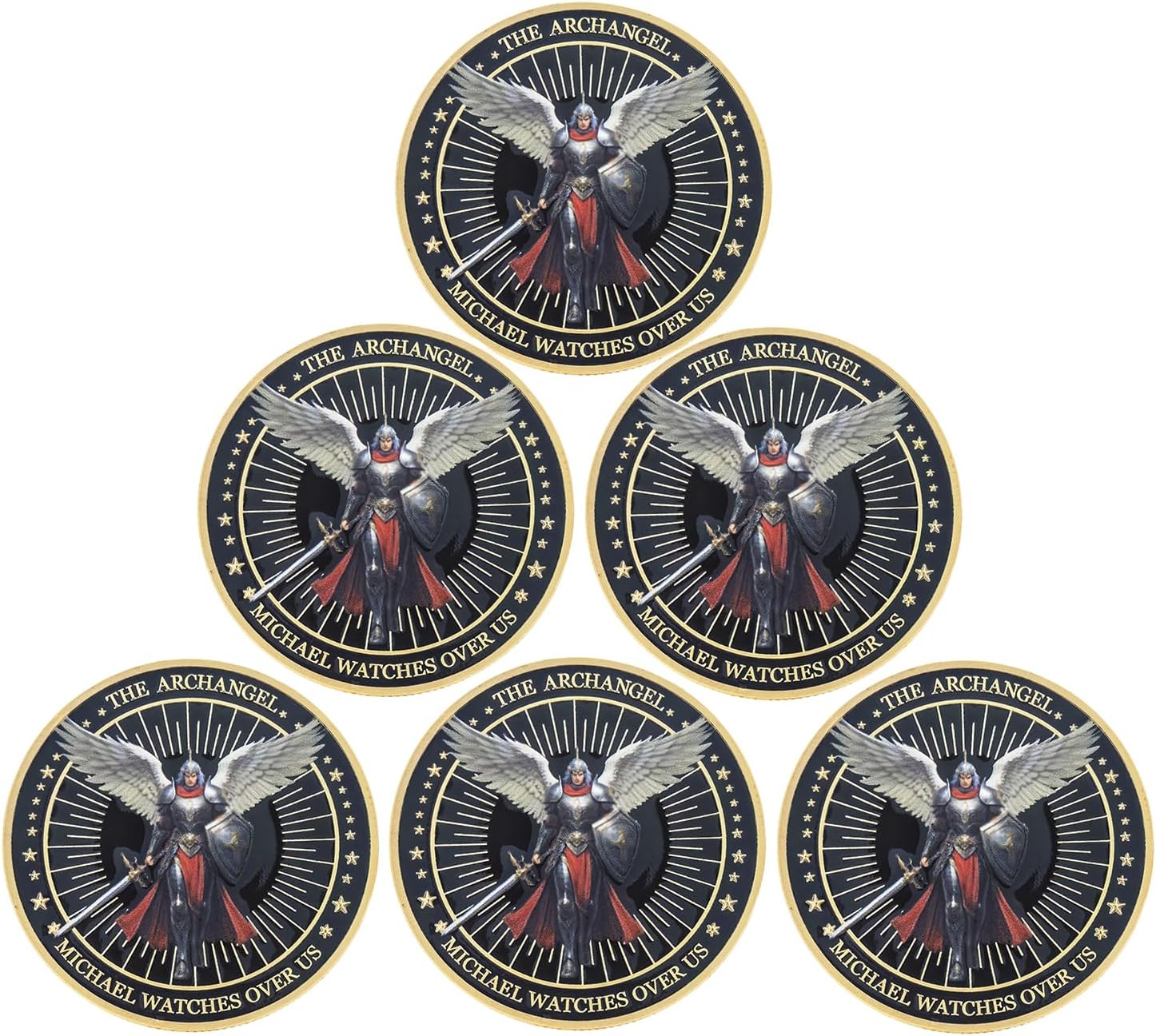 The Archangel Michael Challenge Coin Religious Coins Christian Coin Collectors Gifts (Pack of 6)