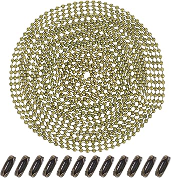 157-Inch Ceiling Fan Pull Chain Extender Ball Chain With 20 Connectors 3mm Extra Long Rust Proof Extension for Ceiling Fans Beaded Ball Light Pulls Adjustable Length for Light Fixture Lamp Curtains