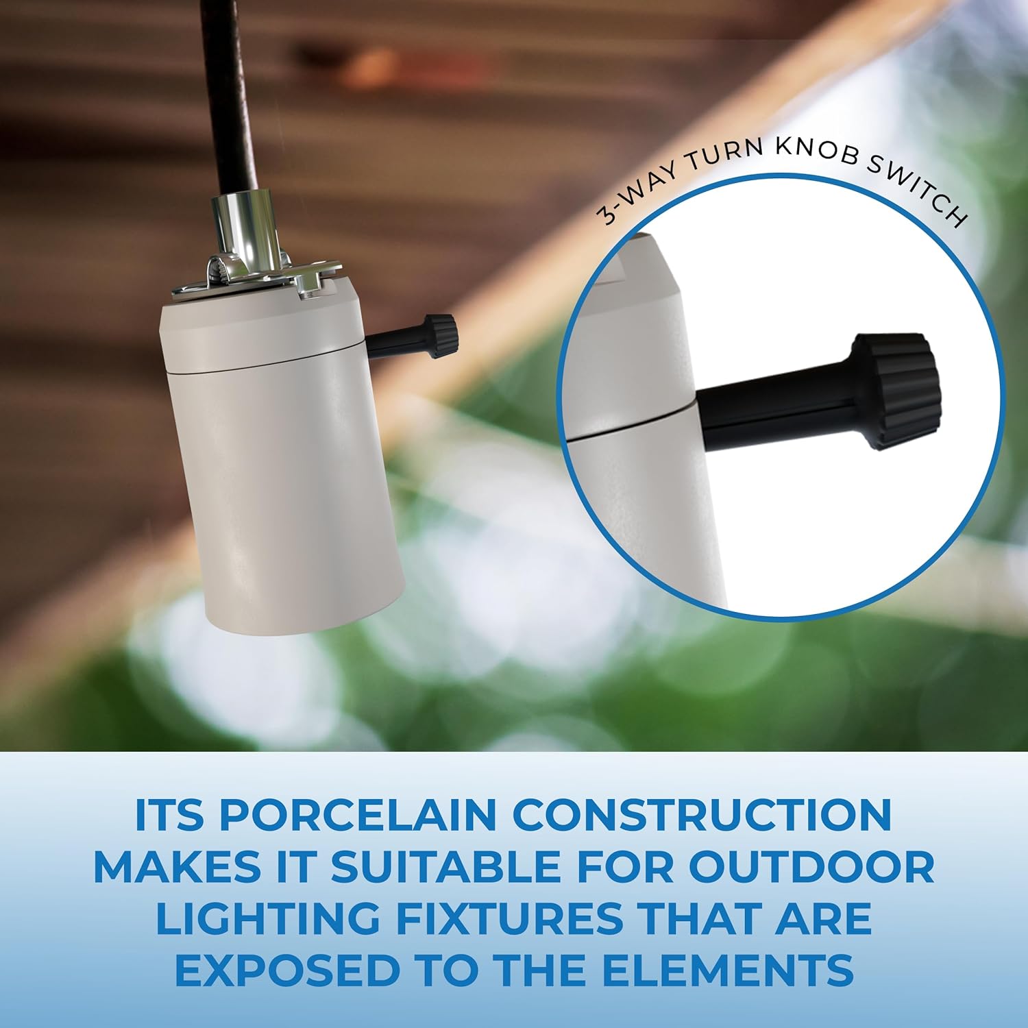 Ohlectric 3 Way Lamp Socket Interiors with Turn Knob - Unglazed Mogul Size Porcelain Socket - Lamp Fixture Replacement Socket with Removable Knob - Vintage Lamp Part - OL-39285
