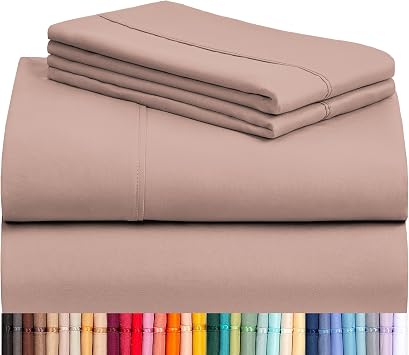 LuxClub Twin XL Sheets - Soft Twin Bed Sheets for-Boys-and-Girls-4 PC Deep Pockets 18" Eco Friendly Wrinkle Free-Kids-Fitted Sheets Machine Washable Hotel Bedding Silky Soft - Pearl Pink Twin XL