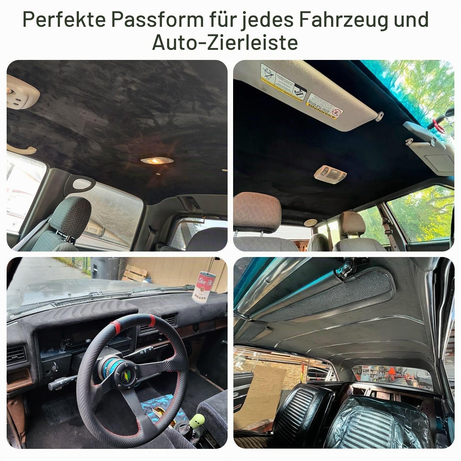 Blueshyhall Auto Dachhimmel Stoff Kunst Wildleder mit Schaumstoff, 250 x 150 cm Himmelstoff, 380 g/m² Headliner Verkleidungen Reparatur Stoff für Autos, Wohnmobilen, Booten und Möbeln DIY (Schwarz)