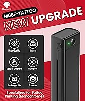 Vista 2 de Phomemo Impresora de plantilla de tatuaje, impresora térmica inalámbrica M08F con 10 piezas de papel de transferencia, compatible