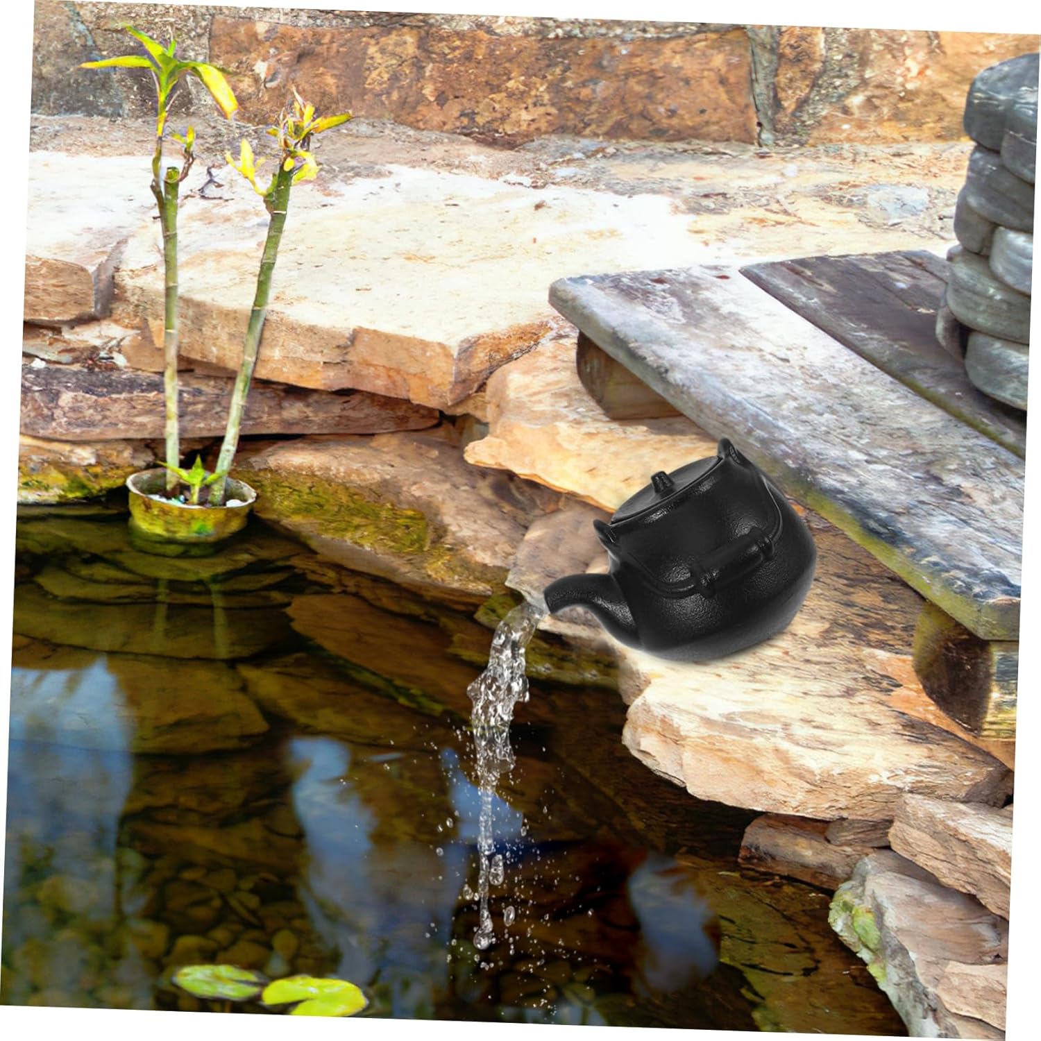 VICASKY Waterfall Fountain Spout Ceramic Decor Landscape Water Feature Accessory