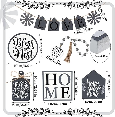 Miniatura 2 de 10 piezas de decoración de bandeja escalonada de granja, decoración del hogar, mini letreros rústicos para bandeja escalonada, letrero de madera