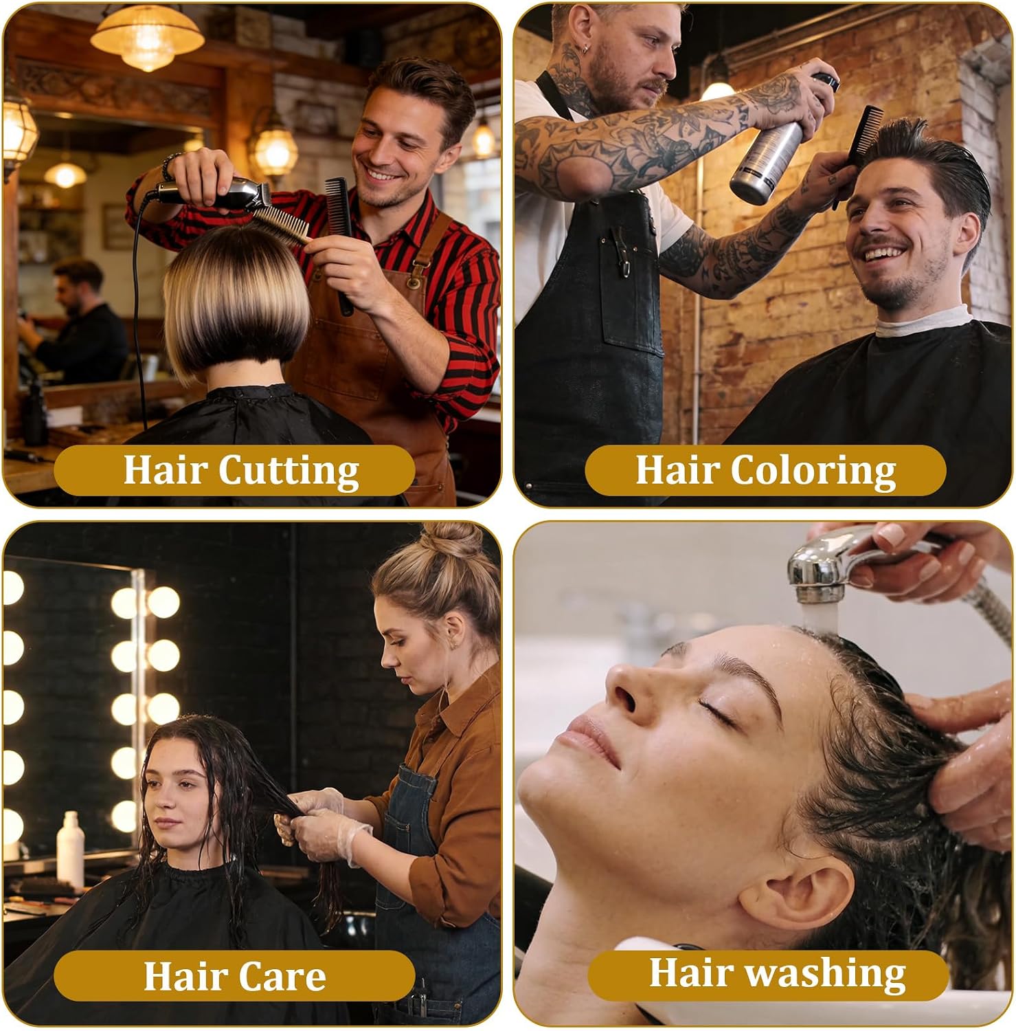 Barber Cape - 12pcs Black Waterproof Hair Salon Cape with Snap Closure, 55" x 47" Large Anti-Static Salon Apron for Professional & Home Haircut, Styling, Dye