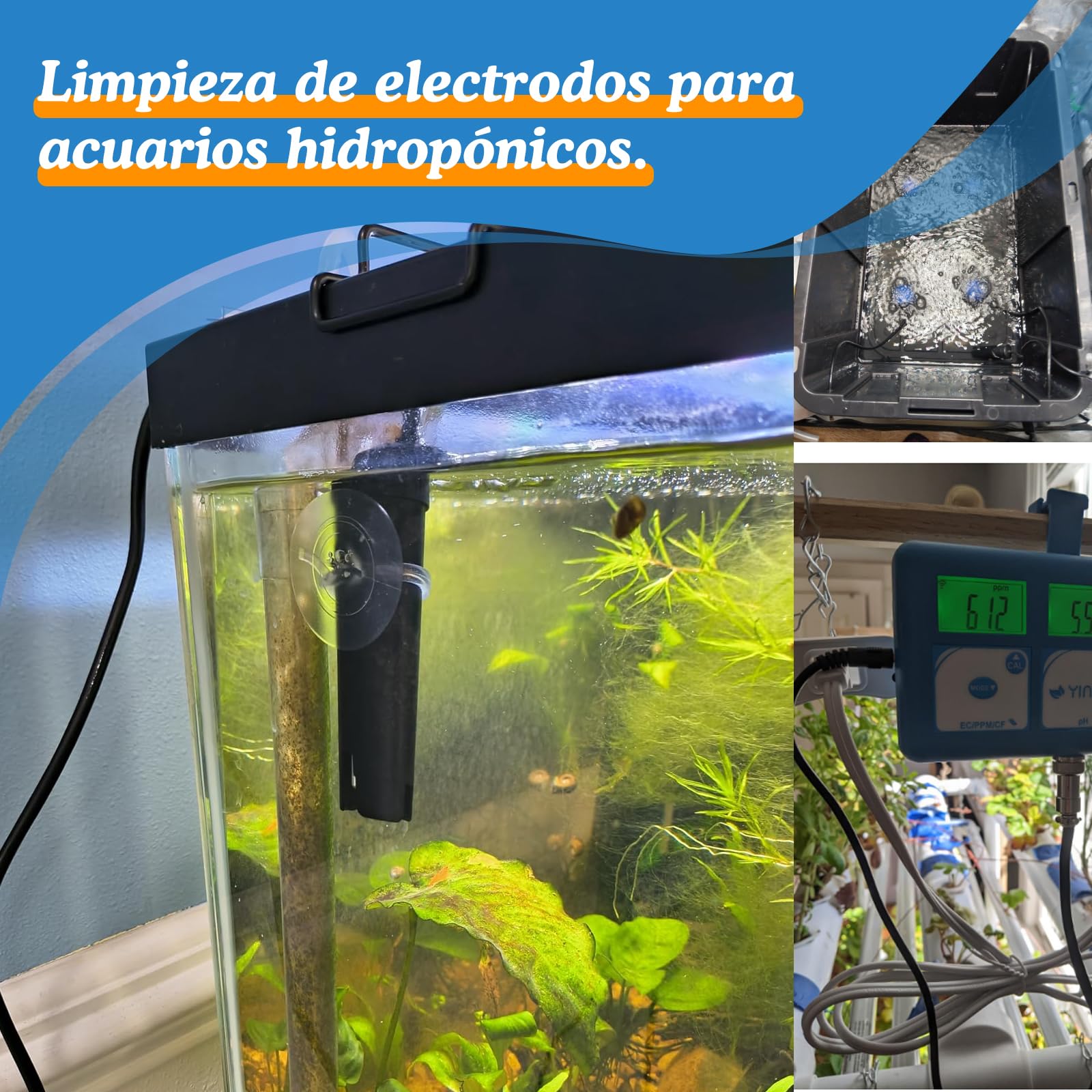 YINMIK Solución de Limpieza para Electrodo de pH, Limpiador de Sondas y Conductividad