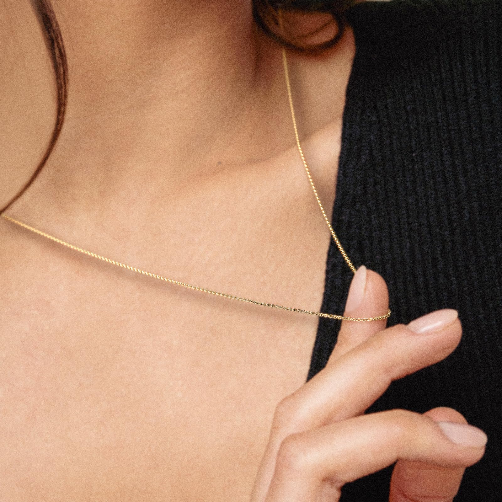 EDELIND Cadena mujer 18K 14K oro, 1,1mm cadena ancla, también 8K 9K