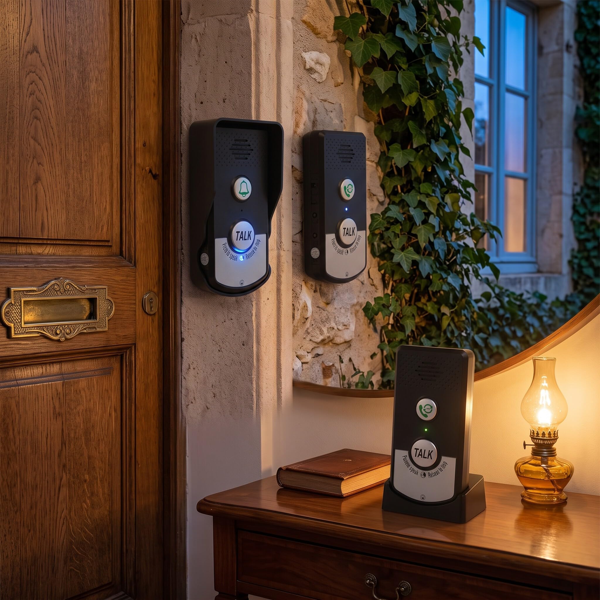 Yosoo Health Gear Campanello Interfonico Wireless, Interfonico Vocale a Lunga Distanza, Citofono Domestico e Campanello, Internet Non Richiesto, Tolleranza All'acqua IP54 per Casa e Hotel