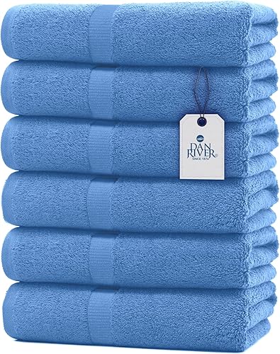 DAN RIVER Juego de 6 toallas de baño 100% algodón, suaves y ligeras, medianas ideales para piscina, hogar, gimnasio, spa, hotel y uso diario, color disponible en Yaxa Peru