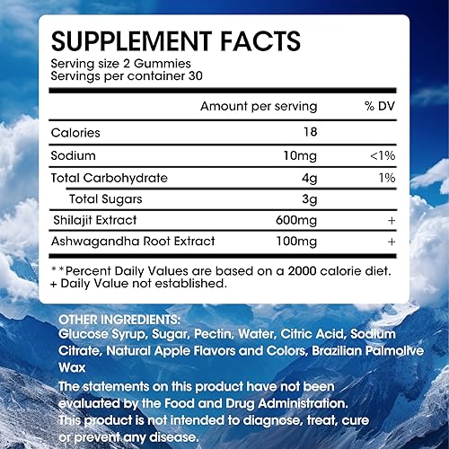 Miniatura 6 de Gomitas Shilajit, suplemento Shilajit orgánico puro con Ashwagandha para hombres y mujeres del Himalaya, Shilajit masticables con más de 85