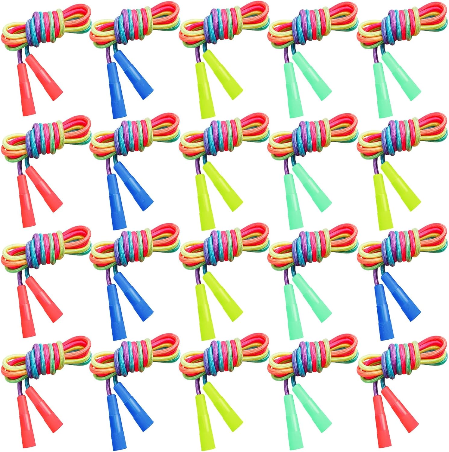 Rainbow Jump Rope, 7.2 Ft Adjustable Jumping Ropes for Kids, Durable Nylon Skipping Ropes with Plastic Handles, Gift Idea for Boys and Girls, Outdoor Fun, Party Favors