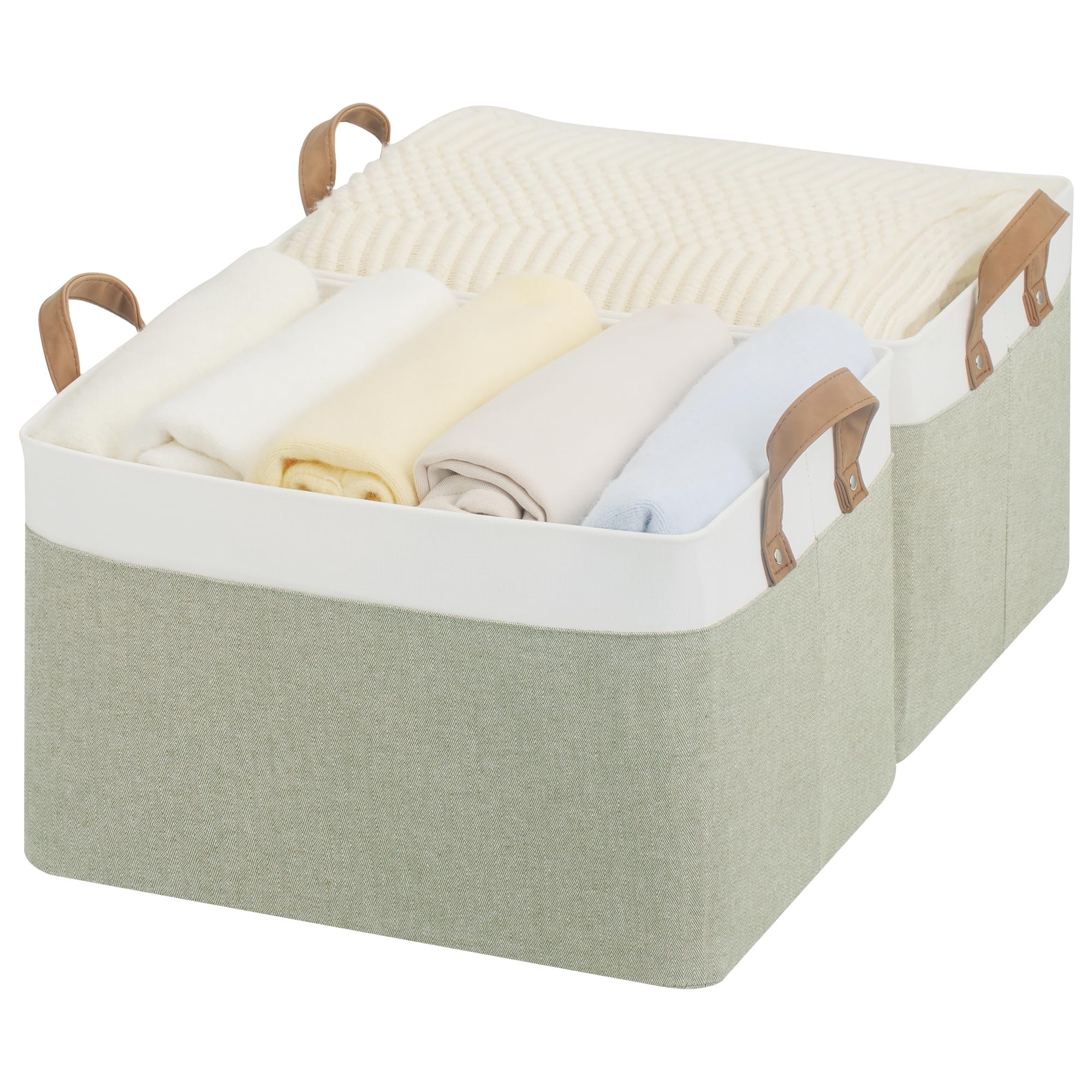 StorageWorks Fabric Storage Boxes for Shelves Large Closet Baskets with Metal Frame