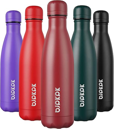 Miniatura 1 de BJPKPK Botellas de agua aisladas de 17 onzas  16.9 fl oz, botellas de agua de acero inoxidable, botellas de agua deportivas que mantienen el frío