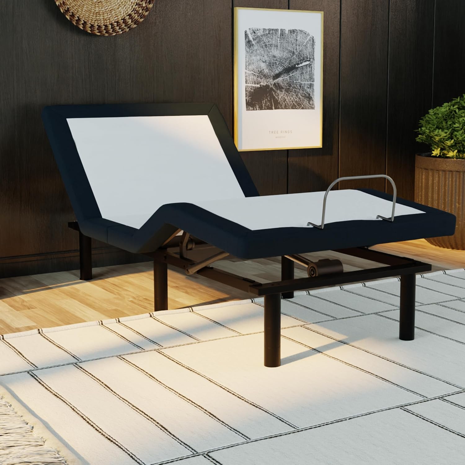 Adjustable Base Twin Long with Wireless Remote, Simple Head and Foot Articulations, Grey