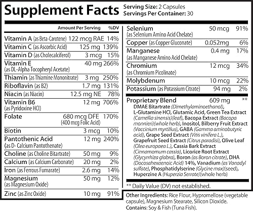 Miniatura 2 de Suplemento de refuerzo cerebral para concentración, memoria, claridad y energía. Potenciador de nootrópicos. Desbloquea todo tu potencial - 60