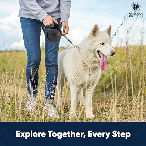 Miniatura 5 de American Kennel Club Correa retráctil para perro, 16.4 pies, sin enredos, agarre ergonómico, freno de una mano, para perros medianos y grandes de