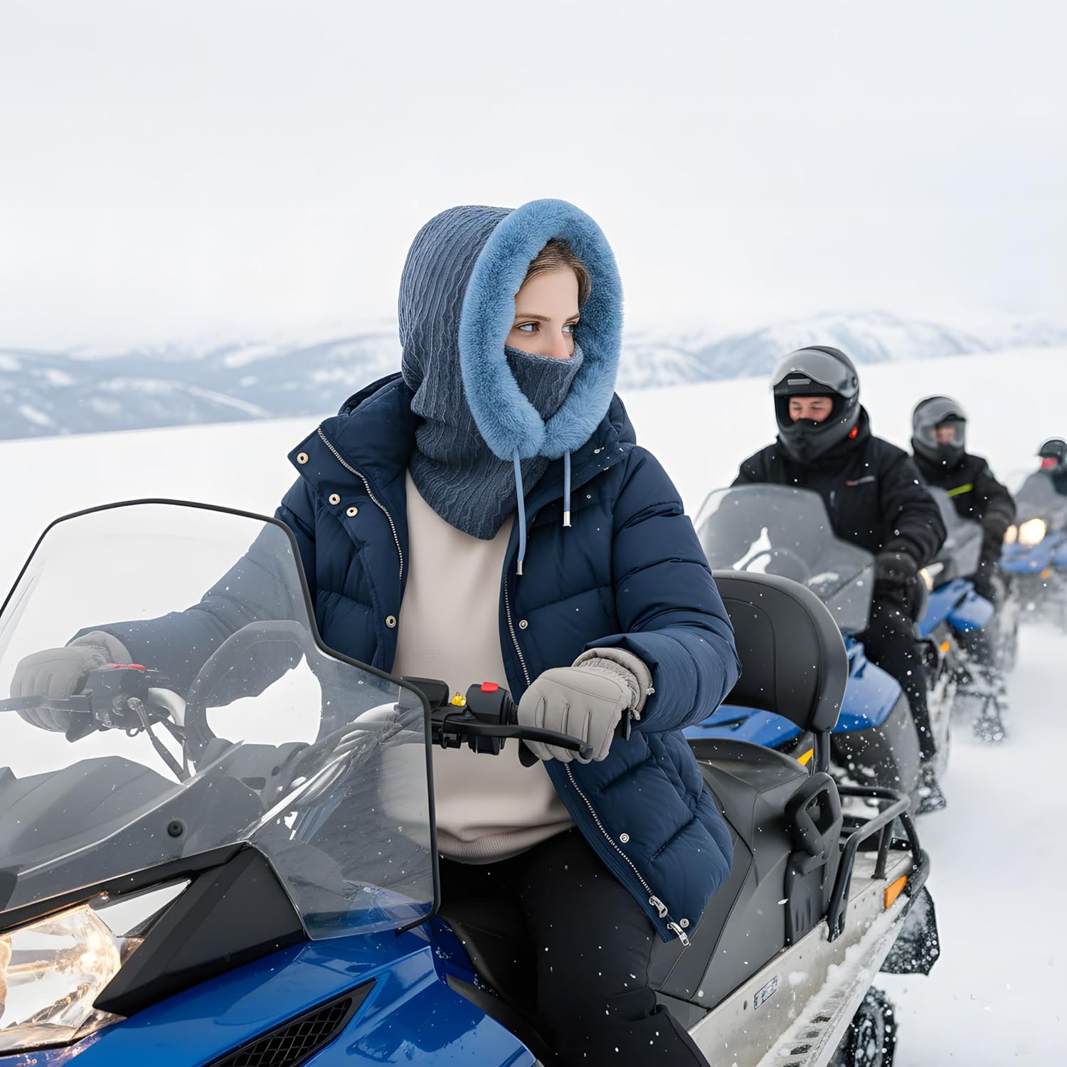 HUAMULAN Women Winter One Piece Beanie Hat Slouchy Fleece Balaclavas Face Mask Neck Scarf Set Earmuff Ski Snow Knit Hats - Image 7