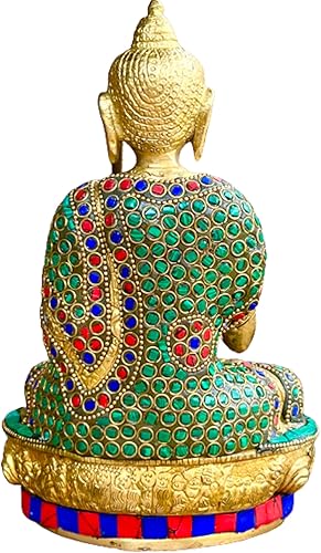 Miniatura 2 de QT S Buda Estatua de latón medicina sanadora Señor Buda 9 pulgadas, acabado en piedra, estatuas de Buda para el hogar, templo, oficina, decoración