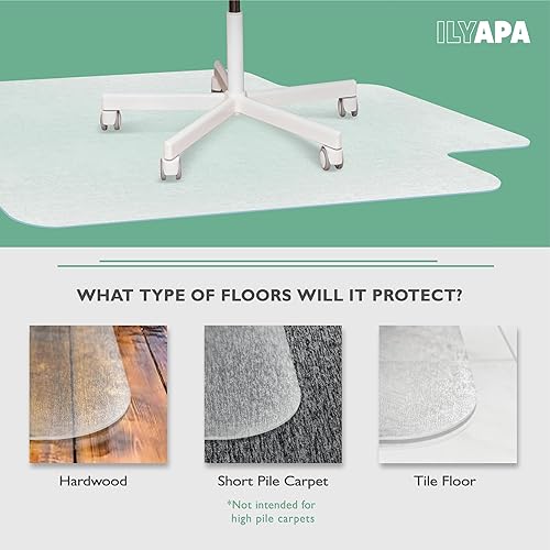 Miniatura 24 de Ilyapa Tapete para silla de oficina para suelo de madera dura, 30 x 48 pulgadas, tapete de PVC para sillas de computadora en suelos de Harwood