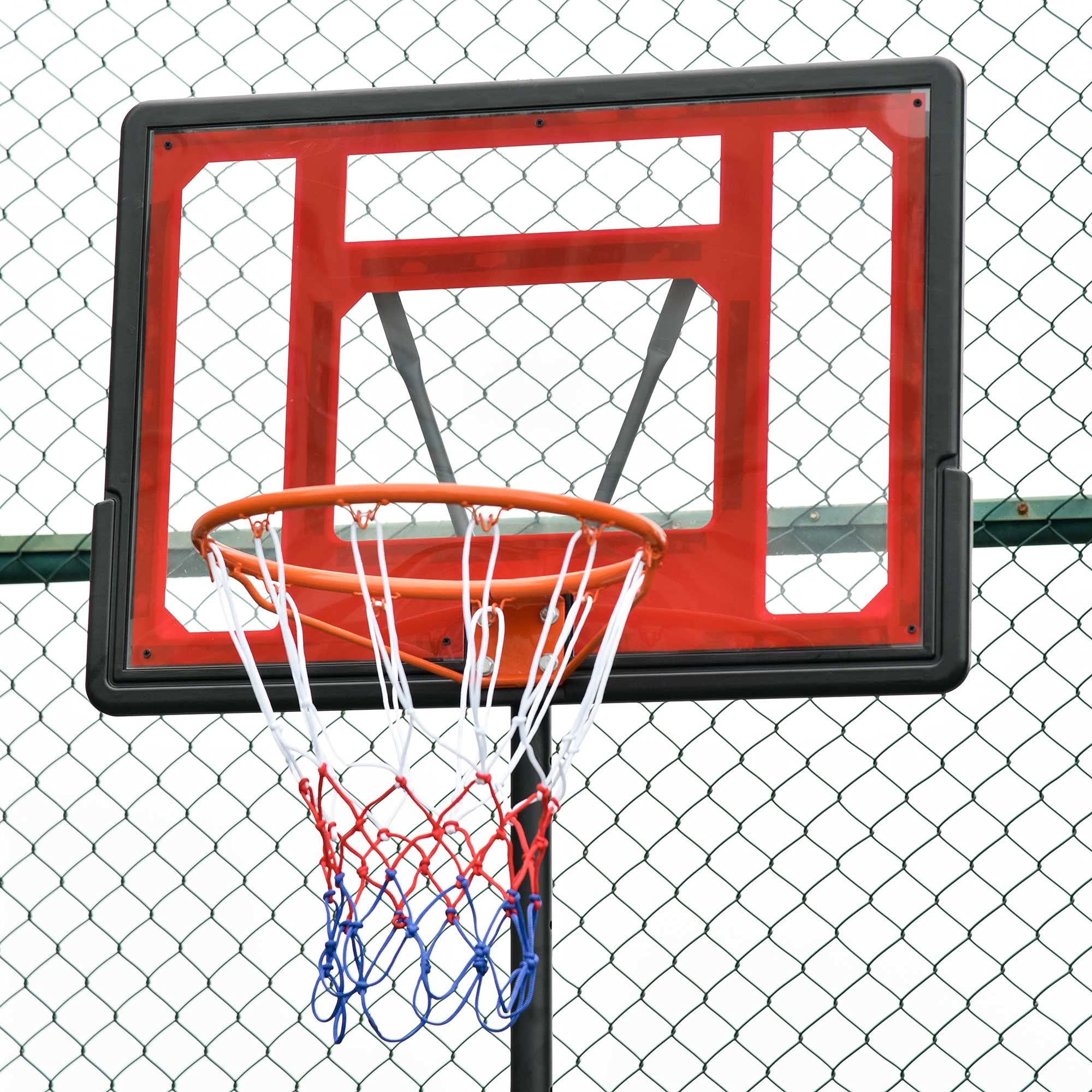 HOMCOM Panier de Basket extérieur Hauteur réglable 160–210 cm Panier de Basket sur Pied à roulettes avec Base Stable remplissable d'eau ou de Sable pour Juniors et Adultes, Noir