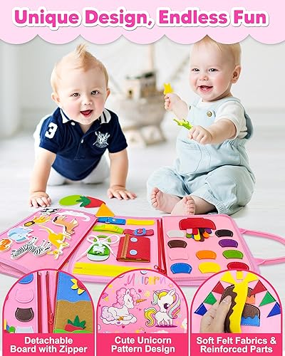 Miniatura 4 de Exorany Busy Board - Juguetes Montessori para niños y niñas de 1, 2, 3, 4 años, regalos de cumpleaños, juguetes para niñas de 1 a 2, 2 a 3 años,