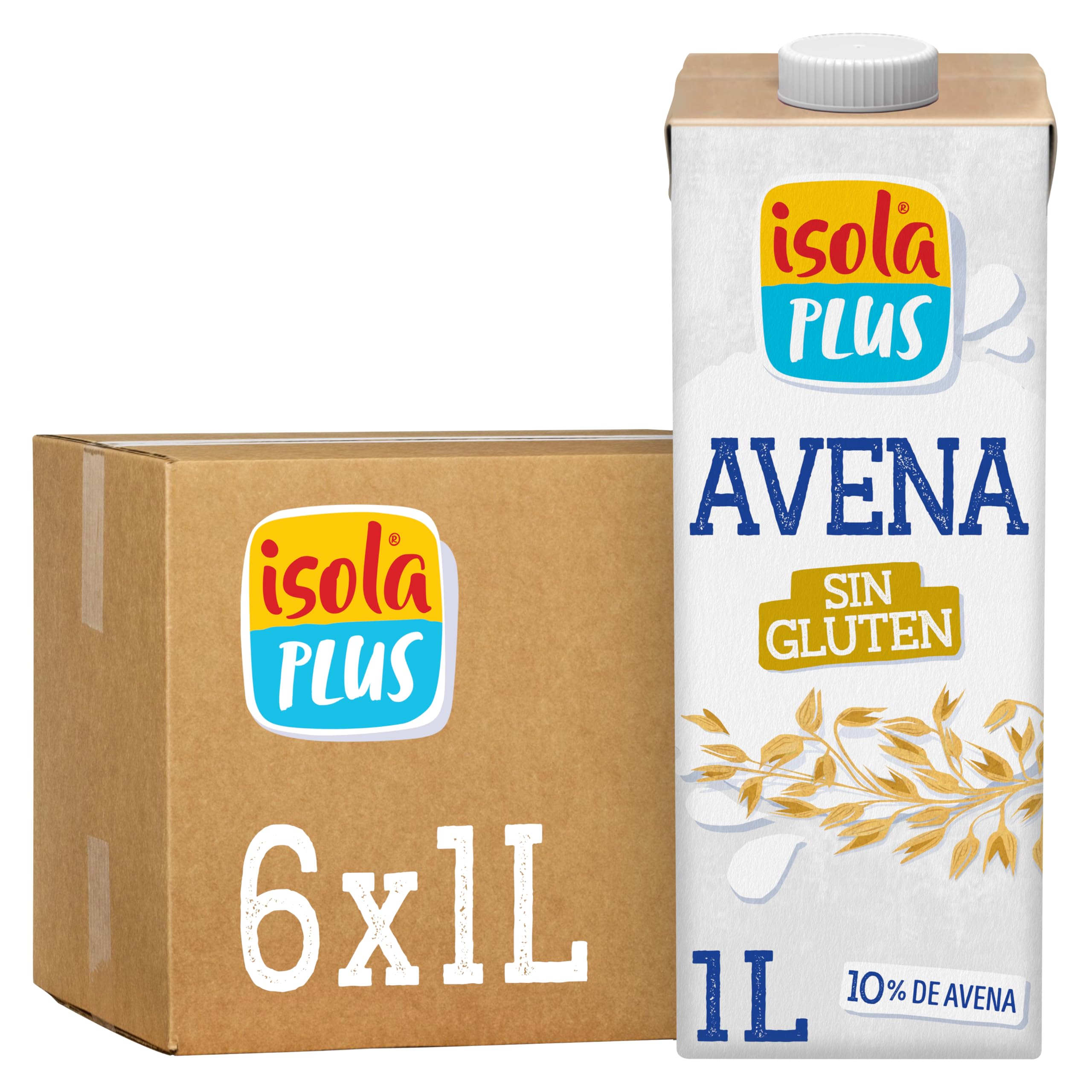ISOLA PLUS Bebida Vegetal de Avena sin Gluten sin Azúcares Añadidos Sin Lactosa Pack 6 x 1 L