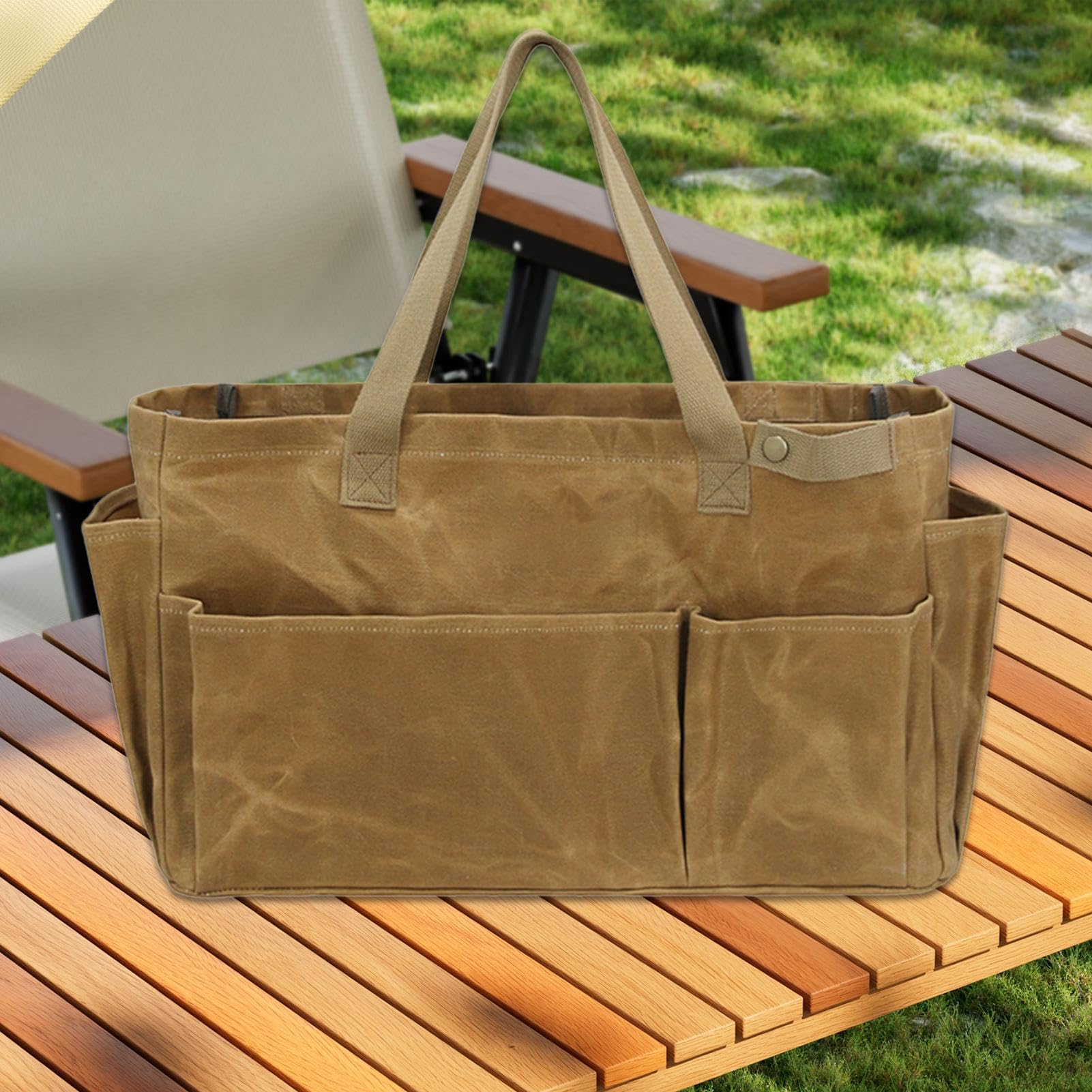 Générique Utensil Organizer Bag, Carrying Bag, Multi Purpose Waterproof Functioning Portatile Foldable Camping Tool Storage, for BBQ Outdoor, 11x6.89x11.02 pollici, Khaki, Green, 0,7 kg, cachi, Se