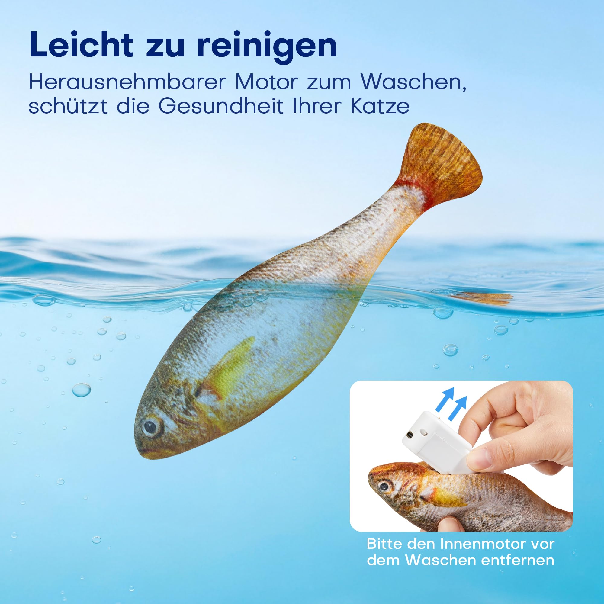 Potaroma Katzenspielzeug, interaktives elektrisches flatterndes Fisch-Spielzeug 3er-Set, wiederaufladbar mit Katzenminze & 3 Flattermodi, 18 cm, Stabiler Plüsch, automatische Bewegungsaktivierung
