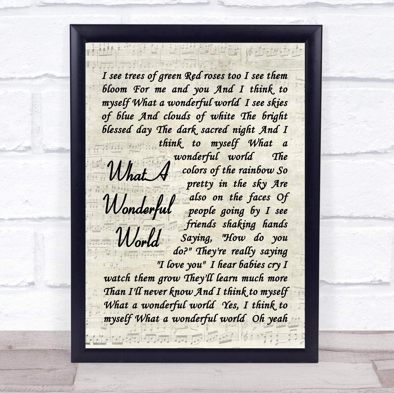 Amazon Com What A Wonderful World Song Lyric Vintage Script Quote Print Office Products
