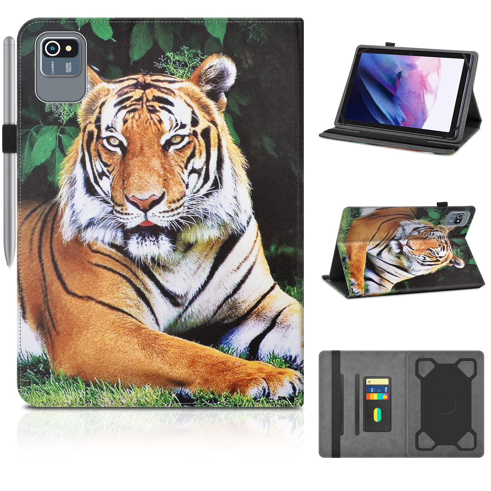 DETUOSI Universal 10 inch Tablet Case - Leather Protective Cover for 10.1 inch Android Tablets, 2-Angle Viewing