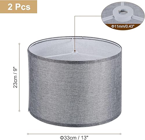 Miniatura 2 de PATIKIL Juego de 2 pantallas de lámpara de tambor, 13 x 13 x 9 pulgadas, de lino, redondas, para lámparas de mesa, pantalla de fácil montaje para