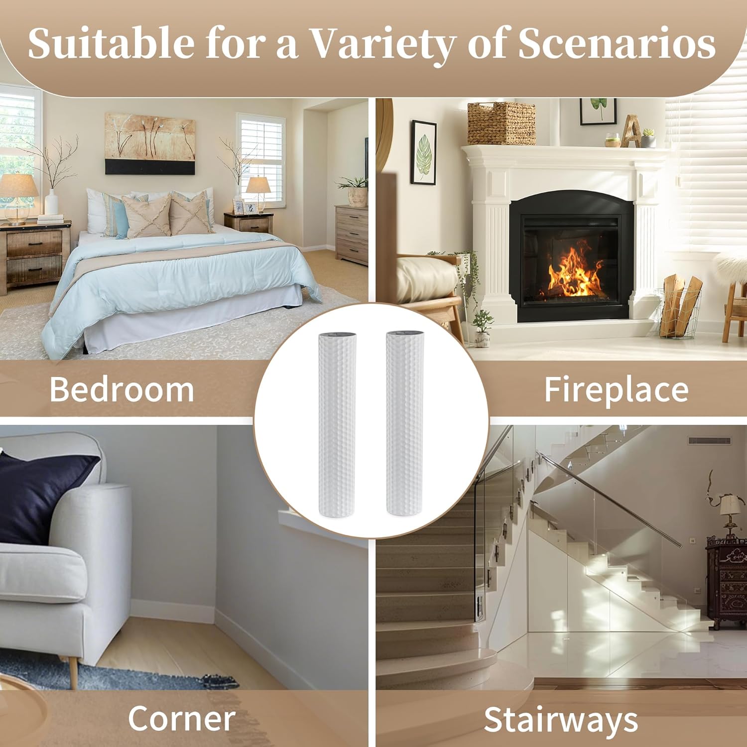 Sziqiqi White Tall Floor Vase: 27.6in Metal Modern Cylinder Floor Vases for Fireplace with Honeycomb Texture - Set of 2 Large Decorative Vase Home Decor for Living Room Bedroom Home Corner Indoor - Image 8