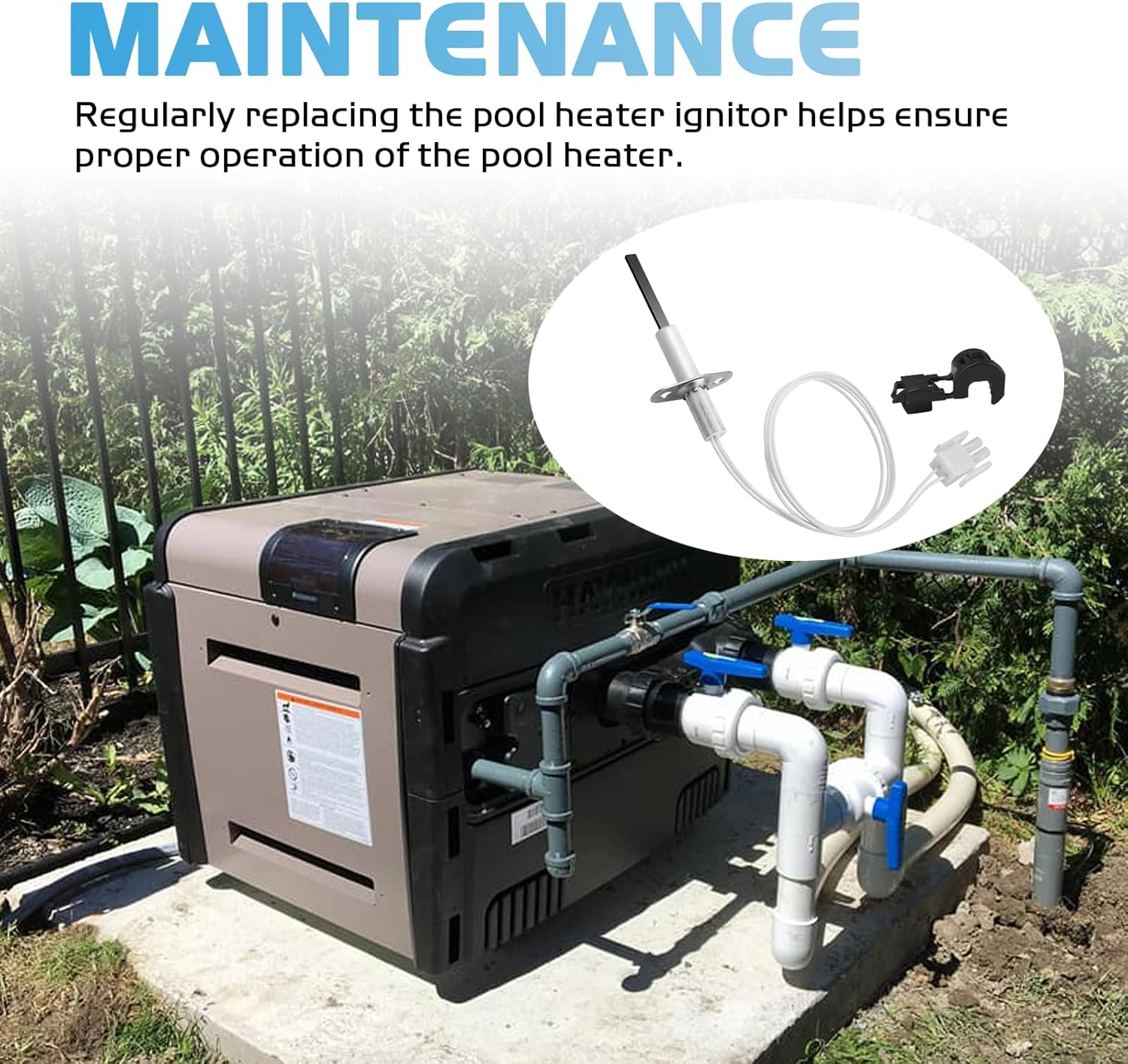 FDXLIGN1930 FD Ignitor Replacement Kit for Hayward Universal H-Series Low Nox Pool Heater, Pool Heater Flame Sensor Igniter Replacement Parts